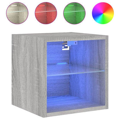 TV-Wandschränke mit LED-Leuchten 2 Stk. Grau Sonoma