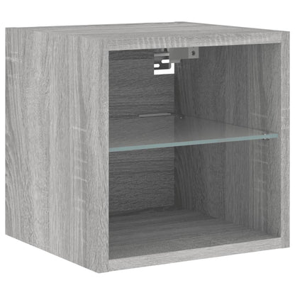 TV-Wandschränke mit LED-Leuchten 2 Stk. Grau Sonoma