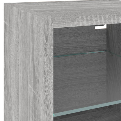 TV-Wandschränke mit LED-Leuchten 2 Stk. Grau Sonoma