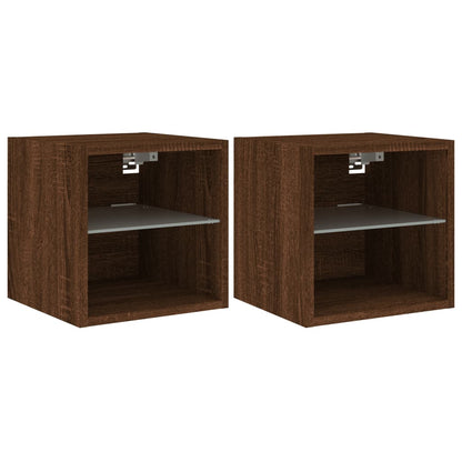 TV-Wandschränke mit LED-Leuchten 2 Stk. Braun Eichen-Optik