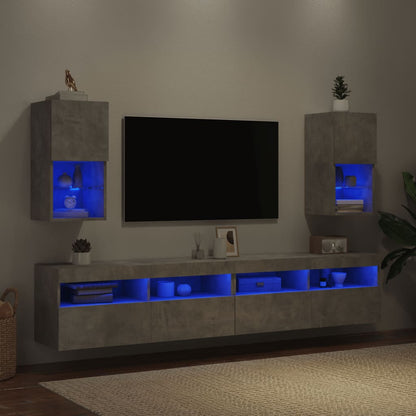 TV-Schränke mit LED-Leuchten 2 Stk. Betongrau 30,5x30x60 cm