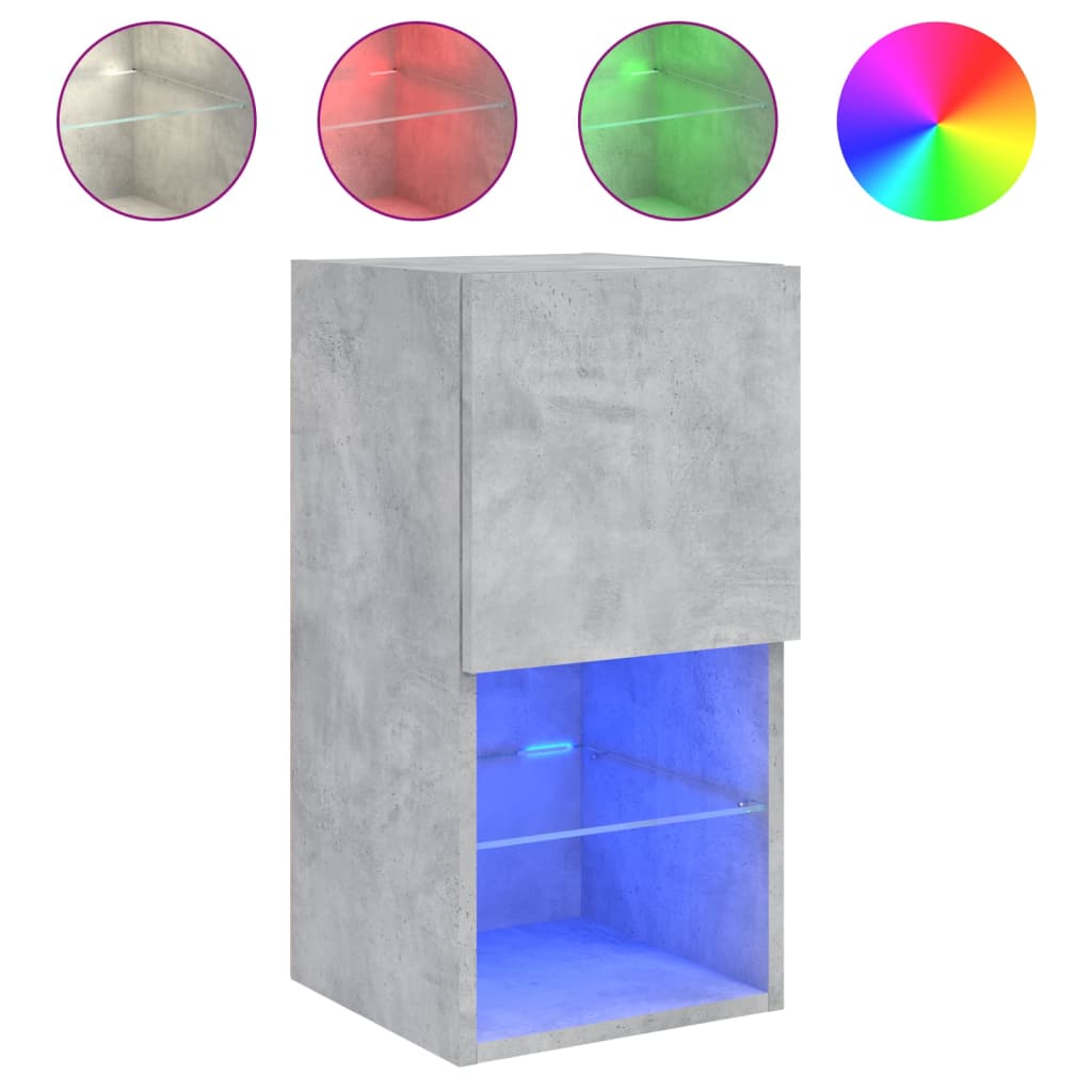 TV-Schränke mit LED-Leuchten 2 Stk. Betongrau 30,5x30x60 cm
