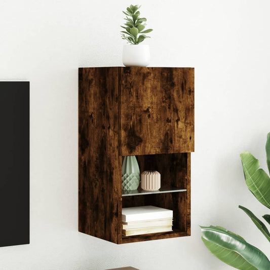TV-Schrank mit LED-Leuchten Räuchereiche 30,5x30x60 cm