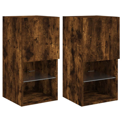 TV-Schränke mit LED-Leuchten 2 Stk. Räuchereiche 30,5x30x60 cm