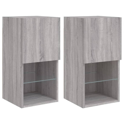 TV-Schränke mit LED-Leuchten 2 Stk. Grau Sonoma 30,5x30x60 cm