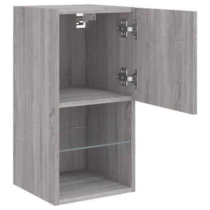 TV-Schränke mit LED-Leuchten 2 Stk. Grau Sonoma 30,5x30x60 cm
