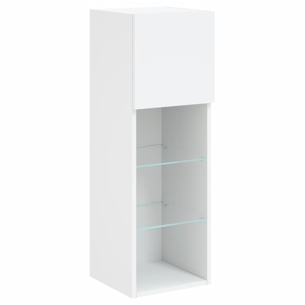 TV-Schränke mit LED-Leuchten 2 Stk. Weiß 30,5x30x90 cm