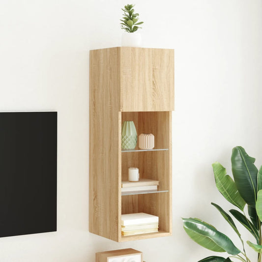 TV-Schrank mit LED-Leuchten Sonoma-Eiche 30,5x30x90 cm