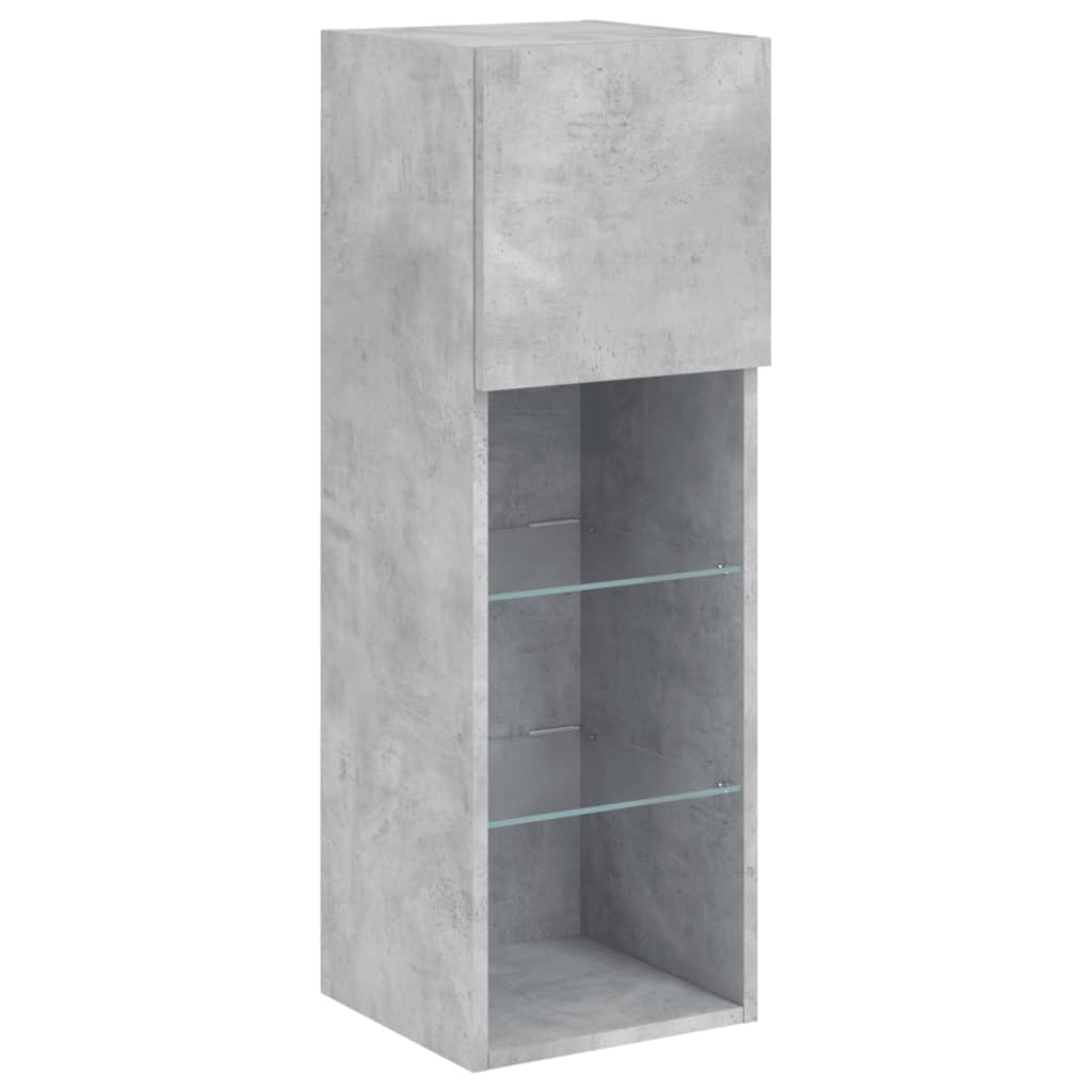 TV-Schränke mit LED-Leuchten 2 Stk. Betongrau 30,5x30x90 cm