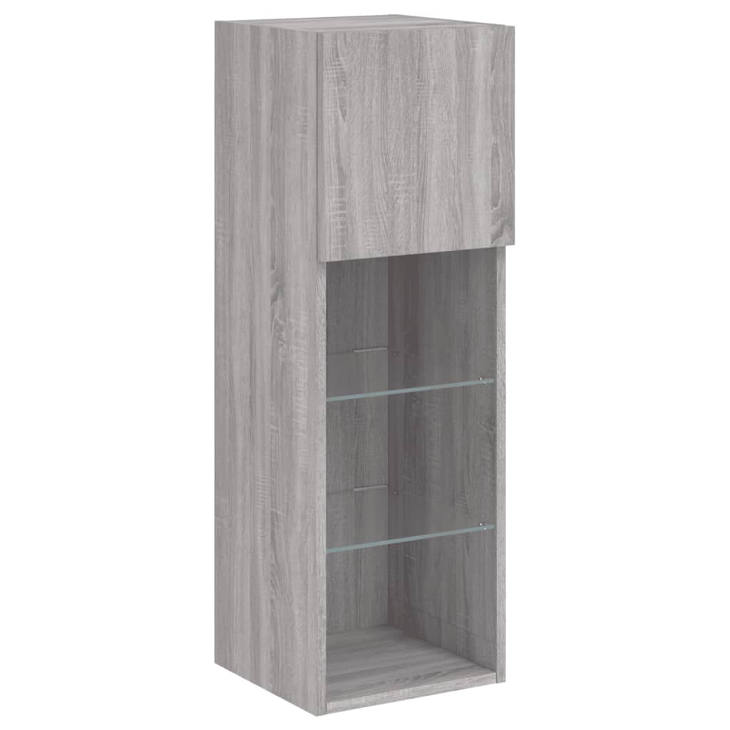 TV-Schränke mit LED-Leuchten 2 Stk. Grau Sonoma 30,5x30x90 cm