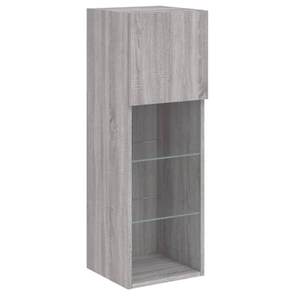 TV-Schränke mit LED-Leuchten 2 Stk. Grau Sonoma 30,5x30x90 cm