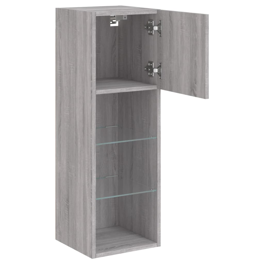 TV-Schränke mit LED-Leuchten 2 Stk. Grau Sonoma 30,5x30x90 cm