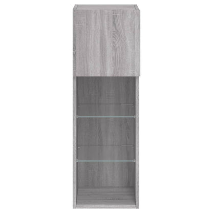 TV-Schränke mit LED-Leuchten 2 Stk. Grau Sonoma 30,5x30x90 cm