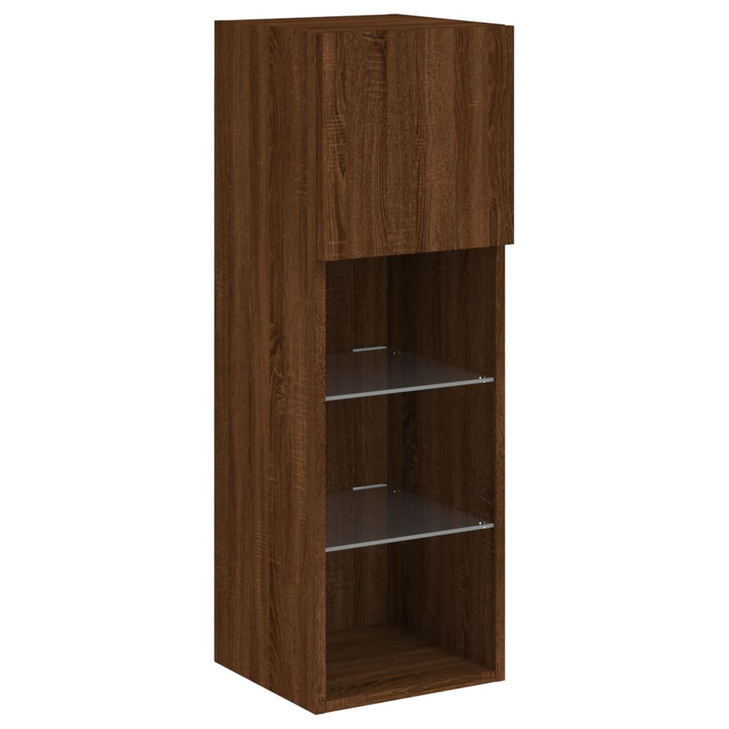 TV-Schränke mit LED-Leuchten 2 Stk. Braun Eichen-Optik