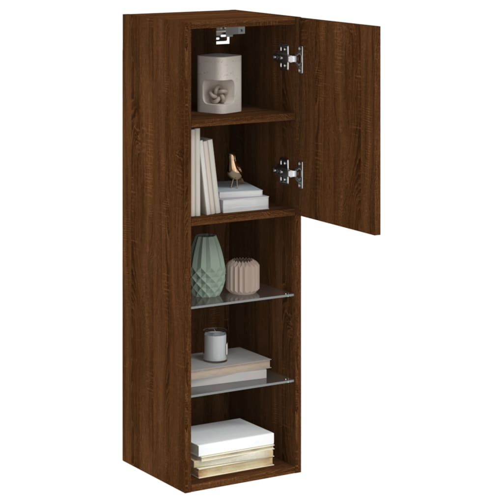 Tv-skabe med LED-lys 2 stk Brun eg look