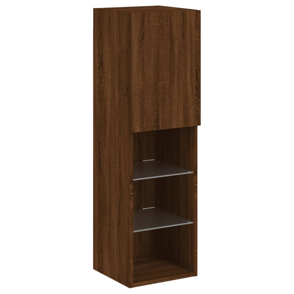 Tv-skabe med LED-lys 2 stk Brun eg look