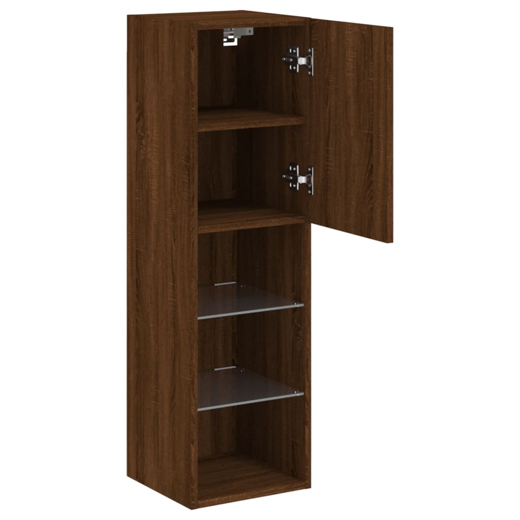 Tv-skabe med LED-lys 2 stk Brun eg look