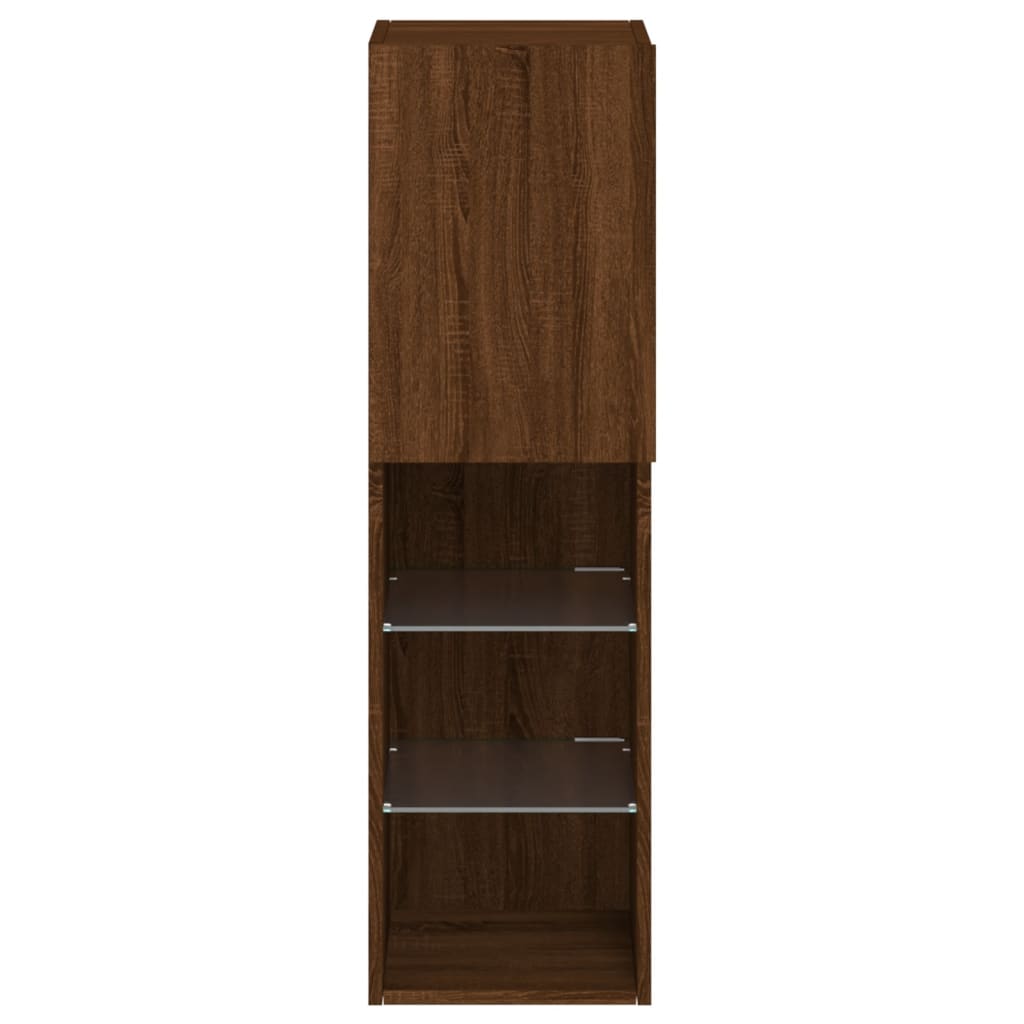 Tv-skabe med LED-lys 2 stk Brun eg look