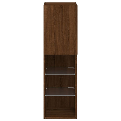 Tv-skabe med LED-lys 2 stk Brun eg look