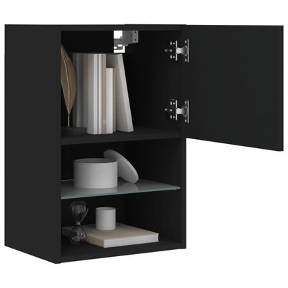 TV-skabe med LED lys 2 stk Sort 40,5x30x60 cm