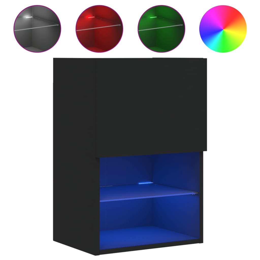 TV-skabe med LED lys 2 stk Sort 40,5x30x60 cm