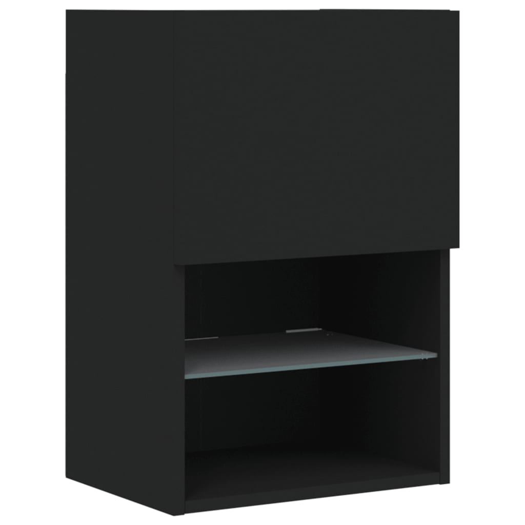 TV-skabe med LED lys 2 stk Sort 40,5x30x60 cm