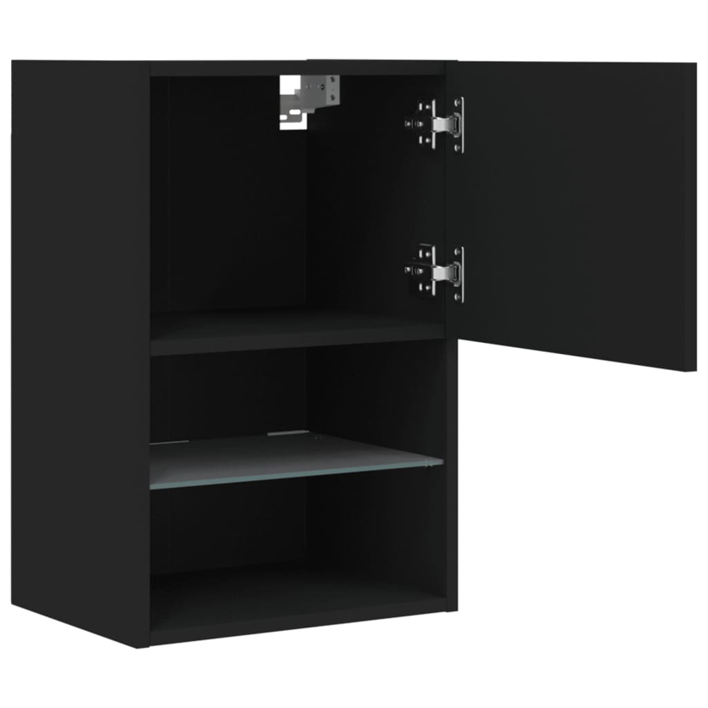 TV-skabe med LED lys 2 stk Sort 40,5x30x60 cm