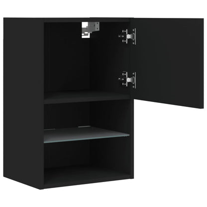 TV-skabe med LED lys 2 stk Sort 40,5x30x60 cm
