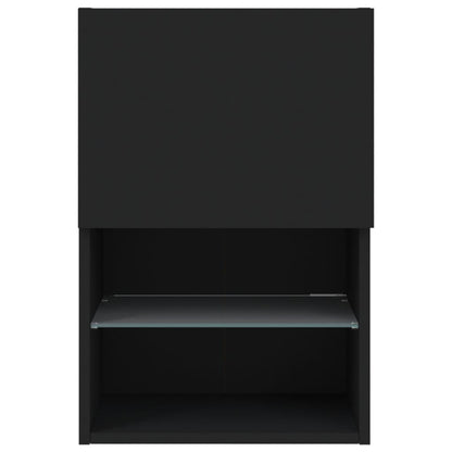 TV-skabe med LED lys 2 stk Sort 40,5x30x60 cm