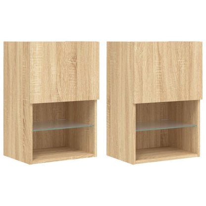 TV-skabe med LED lys 2 stk Sonoma eg 40,5x30x60 cm