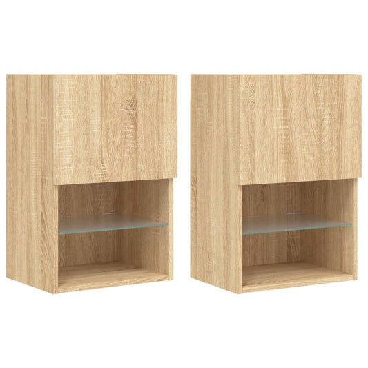TV-skabe med LED lys 2 stk Sonoma eg 40,5x30x60 cm