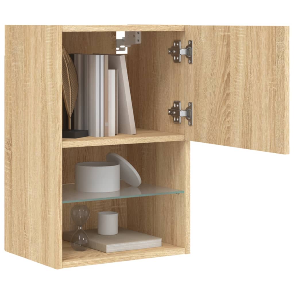 TV-skabe med LED lys 2 stk Sonoma eg 40,5x30x60 cm