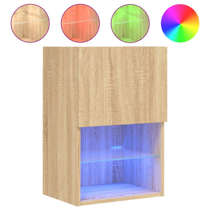TV-skabe med LED lys 2 stk Sonoma eg 40,5x30x60 cm