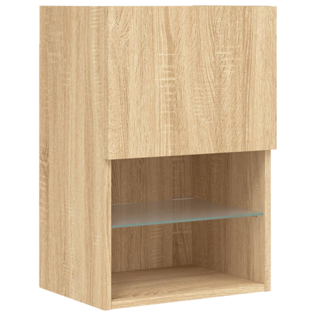 TV-skabe med LED lys 2 stk Sonoma eg 40,5x30x60 cm