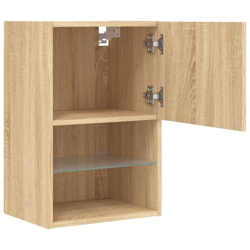 TV-skabe med LED lys 2 stk Sonoma eg 40,5x30x60 cm