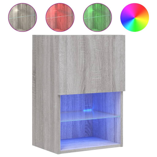 TV-Schrank mit LED-Leuchten Grau Sonoma 40,5x30x60 cm