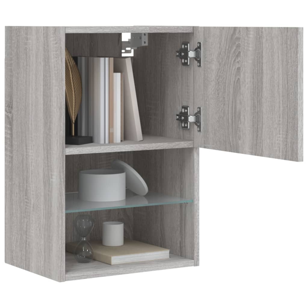 TV-Schrank mit LED-Leuchten Grau Sonoma 40,5x30x60 cm