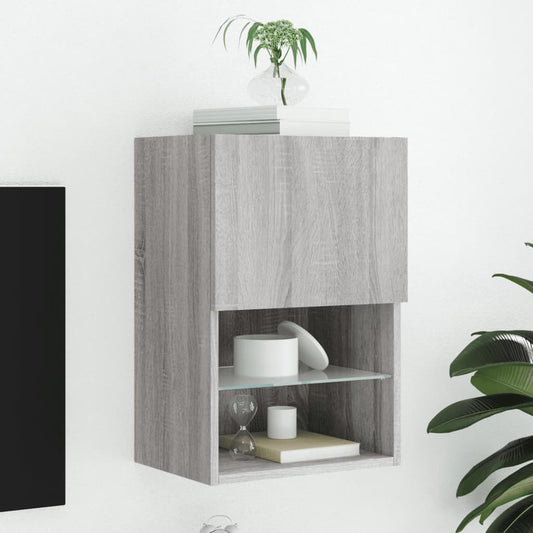 TV-Schrank mit LED-Leuchten Grau Sonoma 40,5x30x60 cm