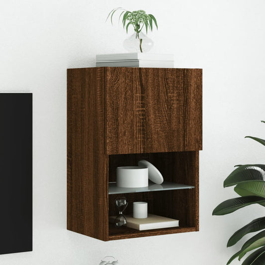 TV-Schrank mit LED-Leuchten Braun Eichen-Optik 40,5x30x60 cm