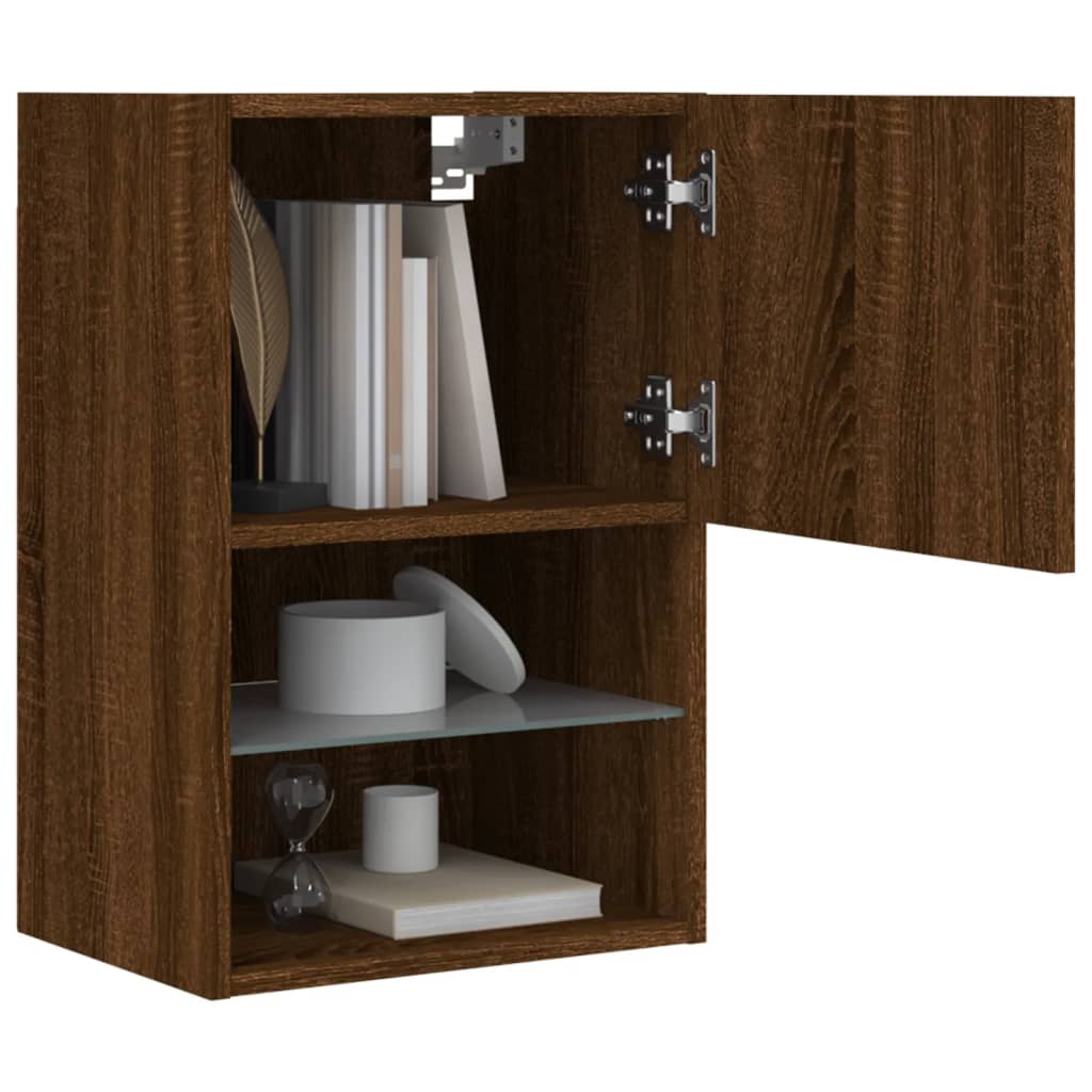 Tv-skabe med LED-lys 2 stk Brun eg look