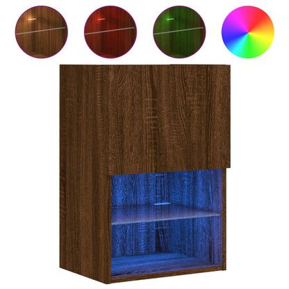 Tv-skabe med LED-lys 2 stk Brun eg look