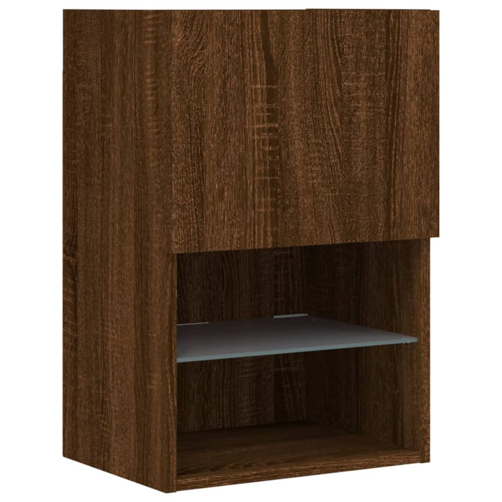 Tv-skabe med LED-lys 2 stk Brun eg look