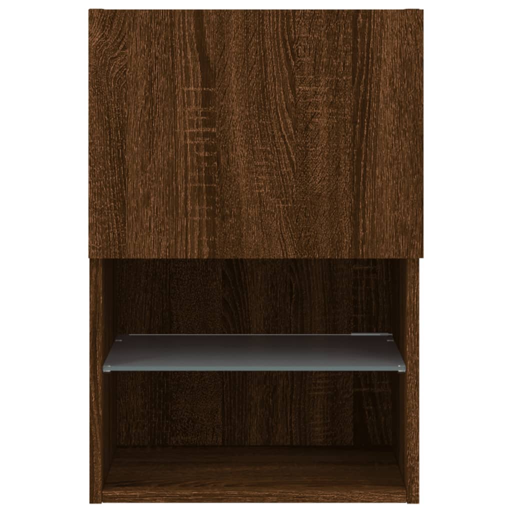 Tv-skabe med LED-lys 2 stk Brun eg look