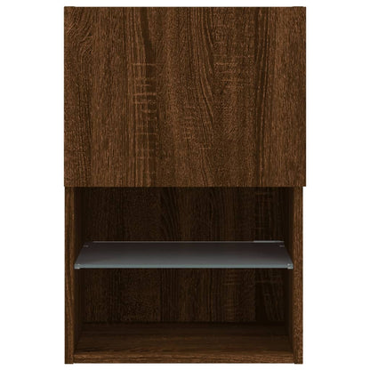 Tv-skabe med LED-lys 2 stk Brun eg look