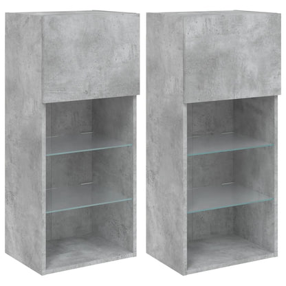 TV-Schränke mit LED-Leuchten 2 Stk. Betongrau 40,5x30x90 cm