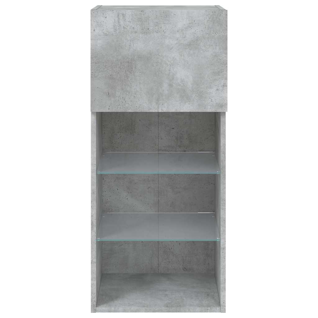 TV-Schränke mit LED-Leuchten 2 Stk. Betongrau 40,5x30x90 cm