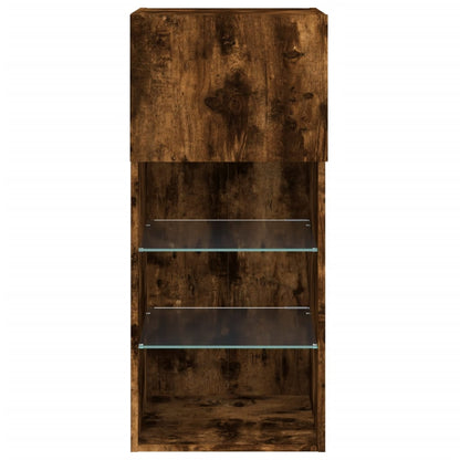 TV-Schränke mit LED-Leuchten 2 Stk. Räuchereiche 40,5x30x90 cm
