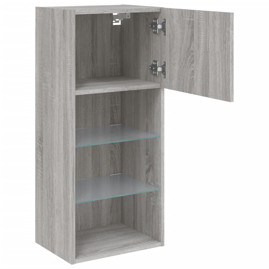 TV-Schränke mit LED-Leuchten 2 Stk. Grau Sonoma 40,5x30x90 cm