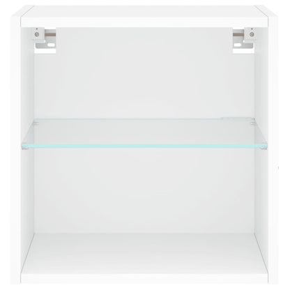 Wand-Nachttische mit LED-Leuchten 2 Stk. Weiß