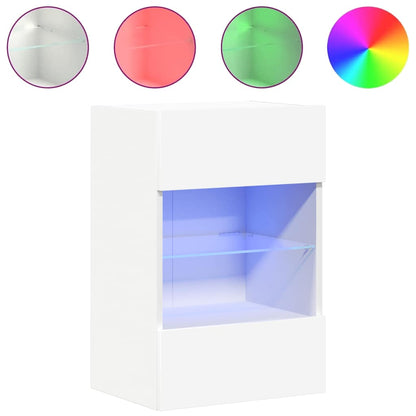 Wandschränke mit LED-Leuchten für TV 2 Stk. Weiß 40x30x60,5 cm